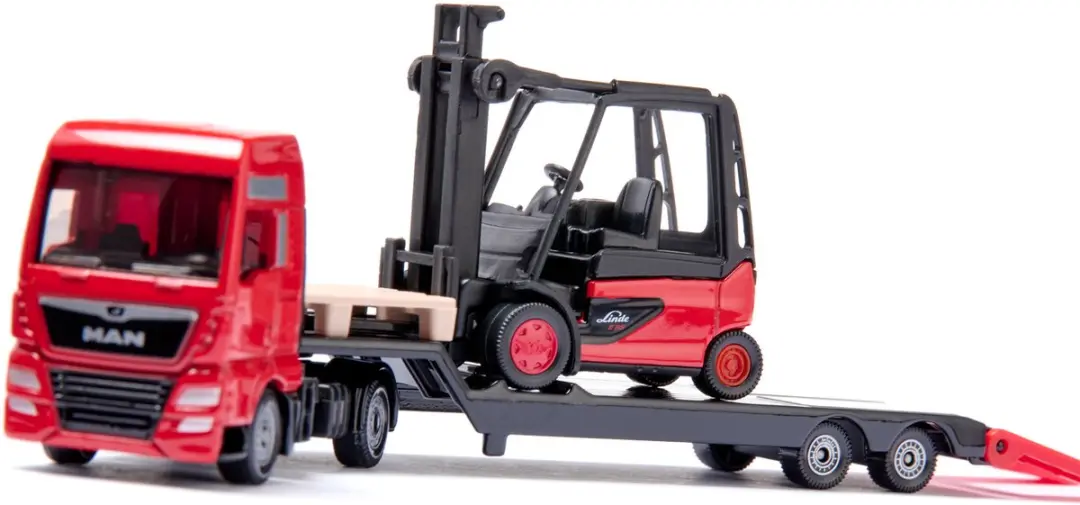 SIKU 1763 MAN Vrachtwagen met Linde Vorkheftruck 1:87 - Rood