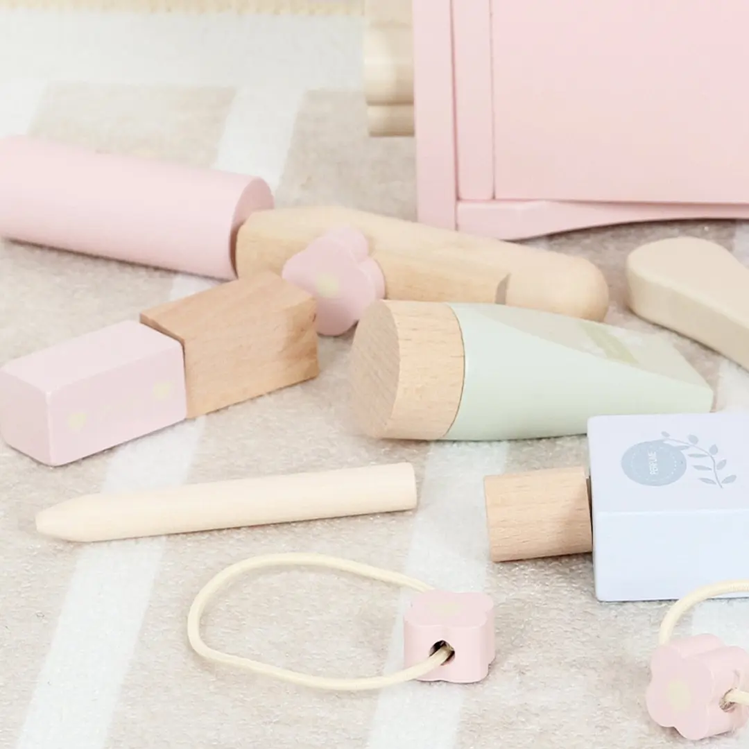LiasToys Houten Kaptafel Speelgoedset - Pastel Roze - Incl. Accessoires - afbeelding 6 van 6