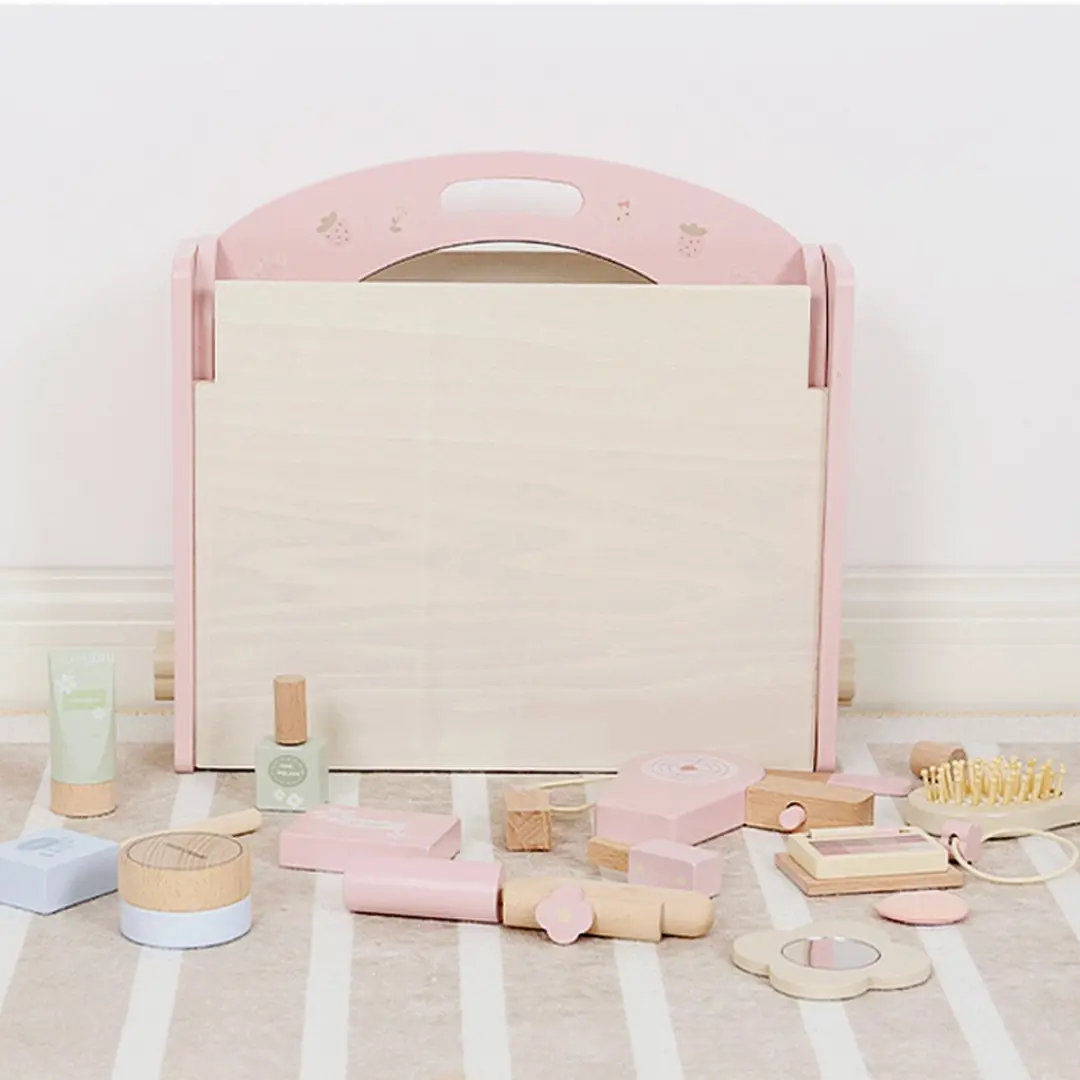 LiasToys Houten Kaptafel Speelgoedset - Pastel Roze - Incl. Accessoires