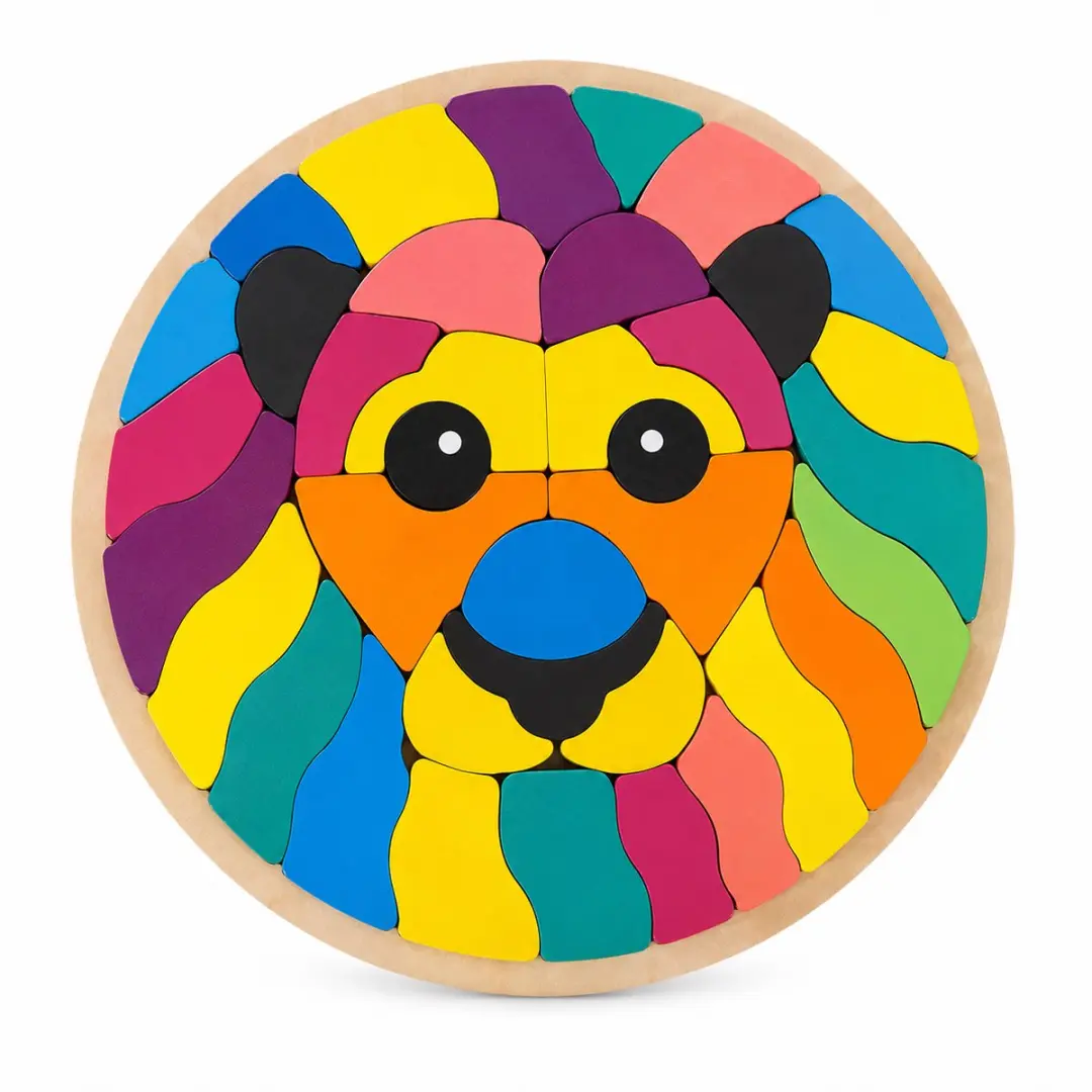 Playing Kids Houten Puzzel Leeuw/Tijger 29cm - Educatief Speelgoed