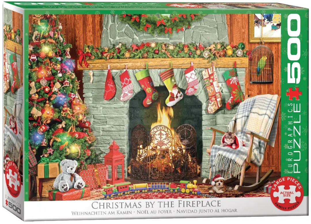 Eurographics Kerstmis bij de Open Haard Paul Normand Legpuzzel 500 Stuks
