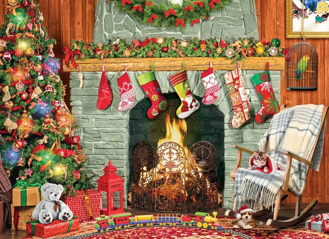 Eurographics Kerstmis bij de Open Haard Paul Normand Legpuzzel 500 Stuks