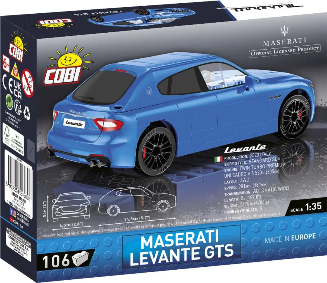 Cobi Maserati Levante GTS 1:35 Bouwpakket - 108 Onderdelen - Blauw