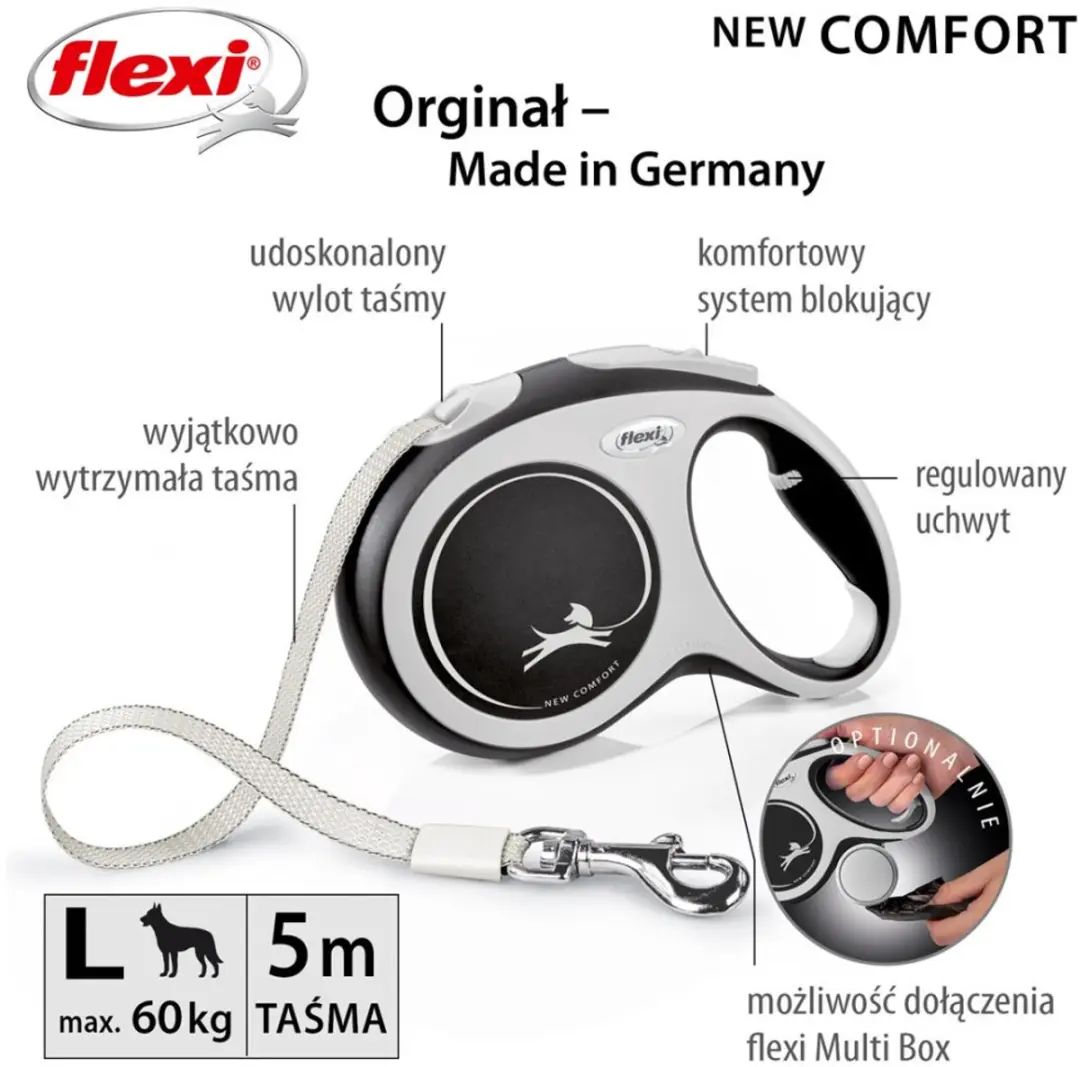 Flexi New Comfort Serie Automatische Hondenriem 8m - Zwart