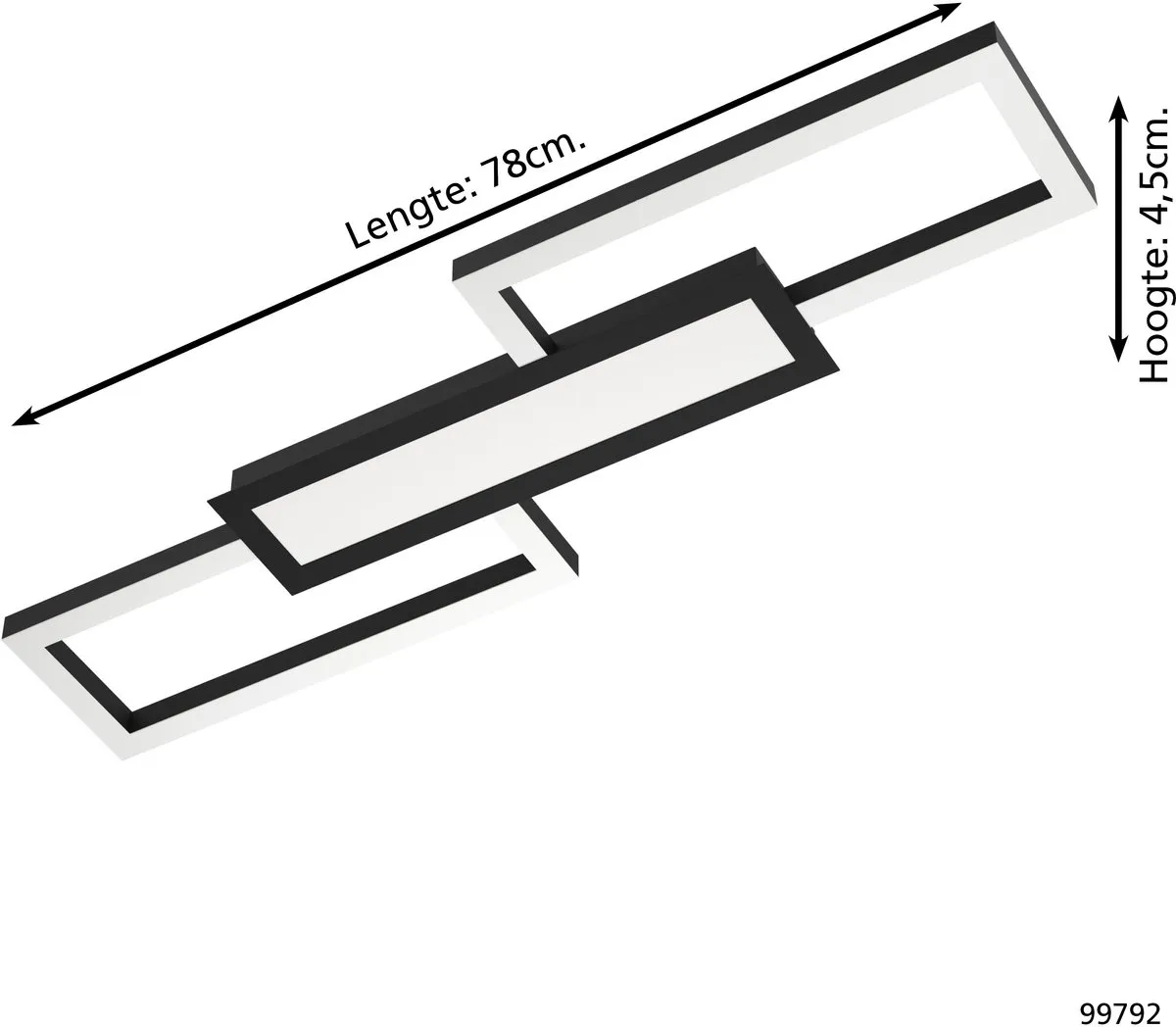 Eglo Monirote Plafondlamp LED 78cm - Zwart