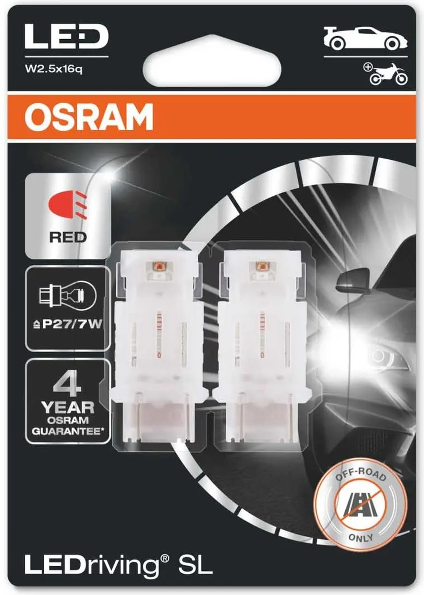 Osram P27/7W LED Retrofit Rood 12V