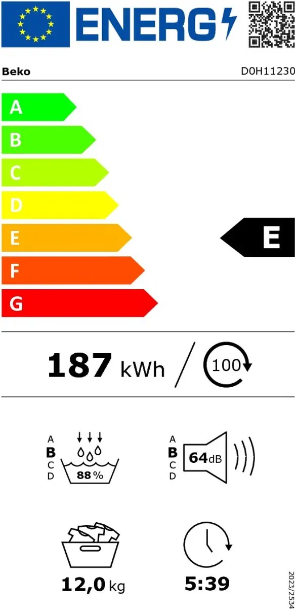 Beko D0H11230 Warmtepompdroger 12 kg - Wit