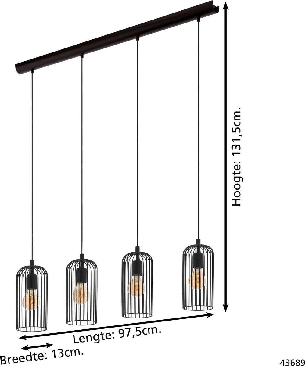 Eglo Roccamena Hanglamp E27 - 97,5 cm - Zwart - afbeelding 6 van 6