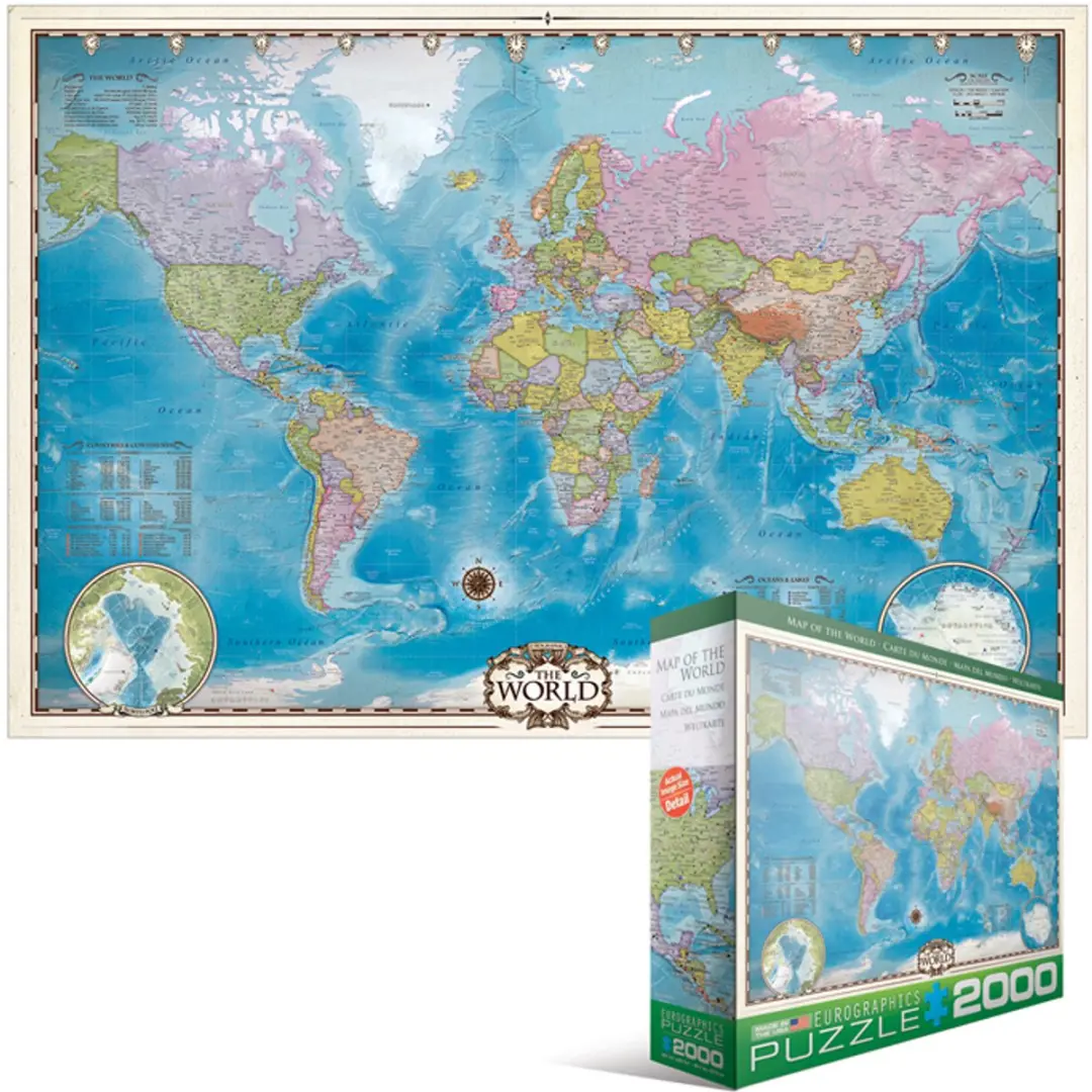 Eurographics Wereldkaart Legpuzzel 2000 Stuks - 97x68cm - Meerkleurig