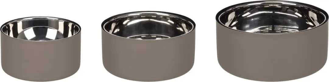 Flamingo Xara Rond Voerbak Hond - 1,9L - 20,5cm - Taupe & Zilver