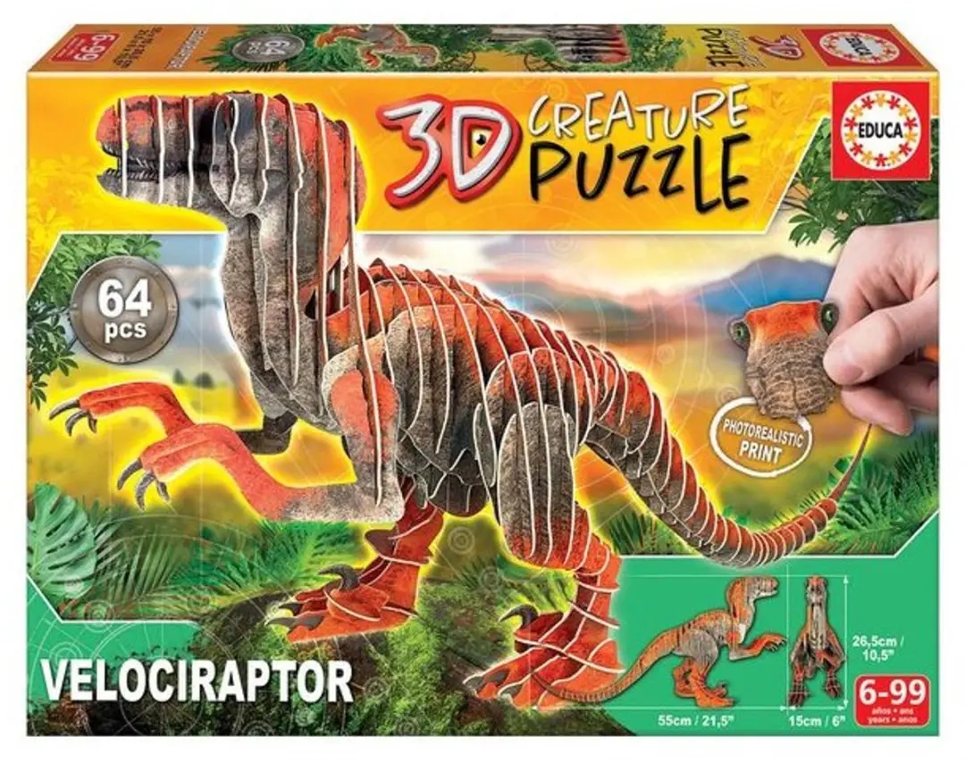 Educa Velociraptor 3D Puzzel 64 Stuks