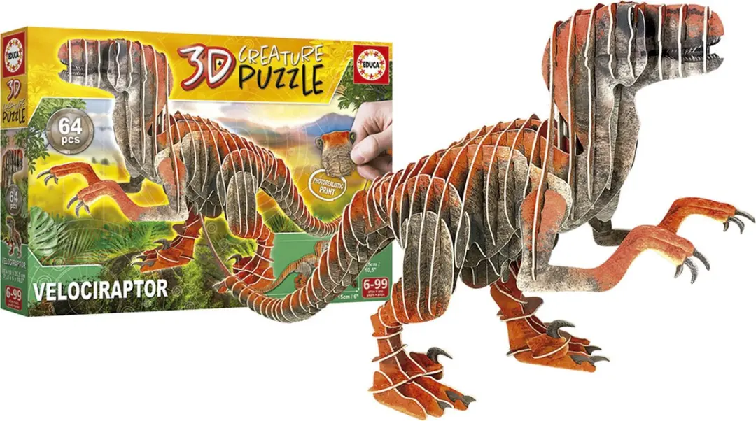 Educa Velociraptor 3D Puzzel 64 Stuks - Meerkleurig