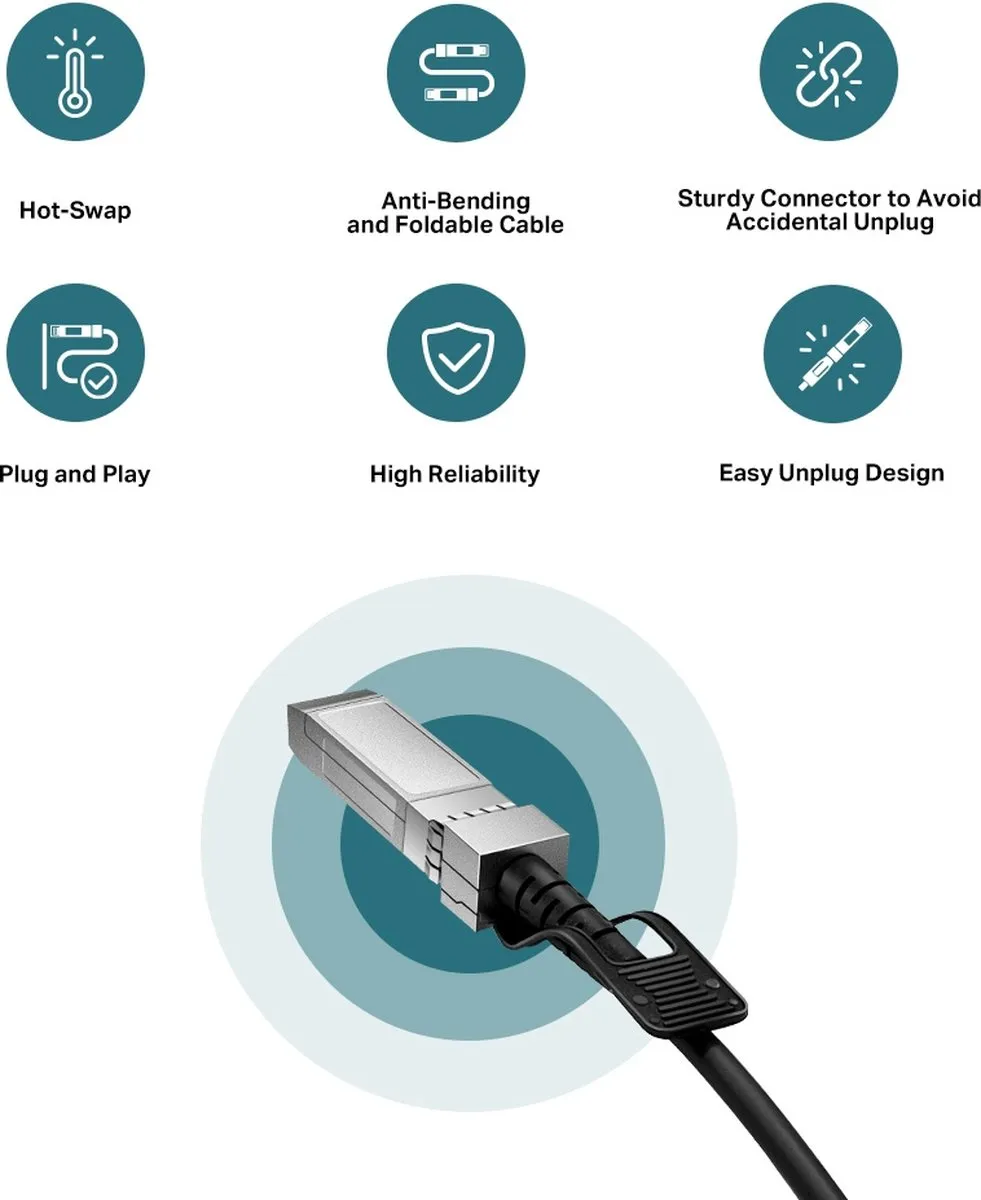 TP-Link TL-SM5220-1M Glasvezelkabel SFP+ DAC - Zwart