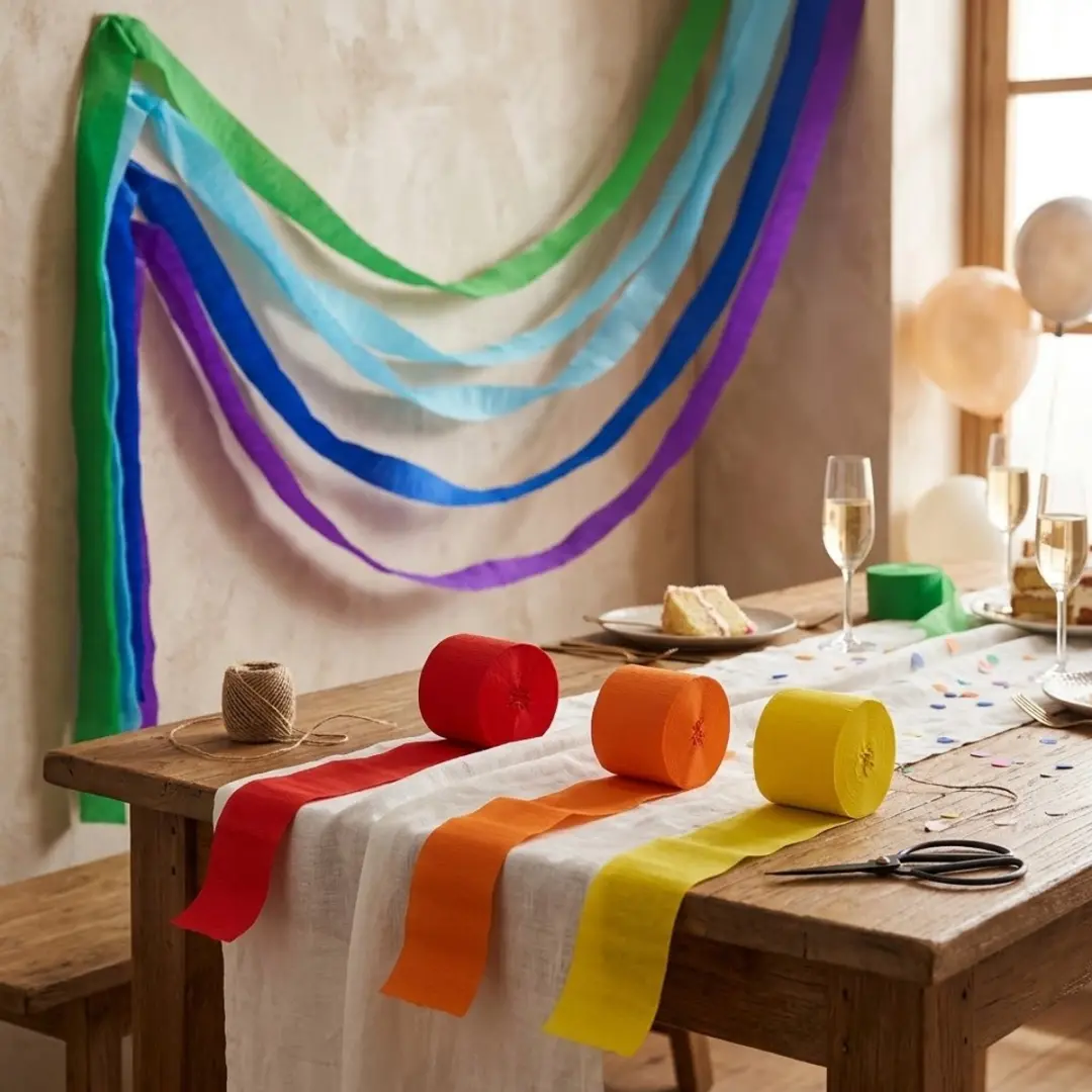 NUVEX Regenboog Crepepapier Linten 7 Stuks - 4,5cm x 10m