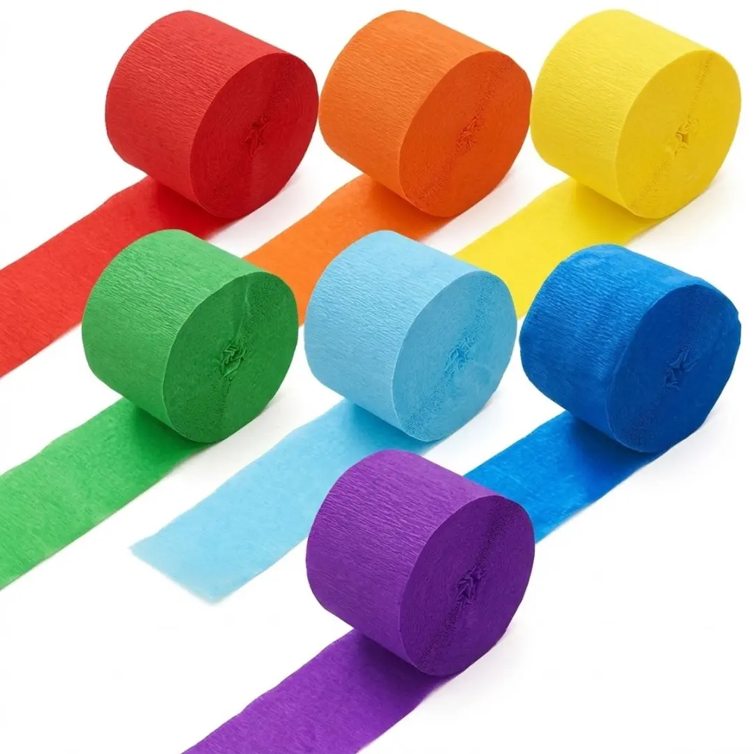 NUVEX Regenboog Crepepapier Linten 7 Stuks - 4,5cm x 10m