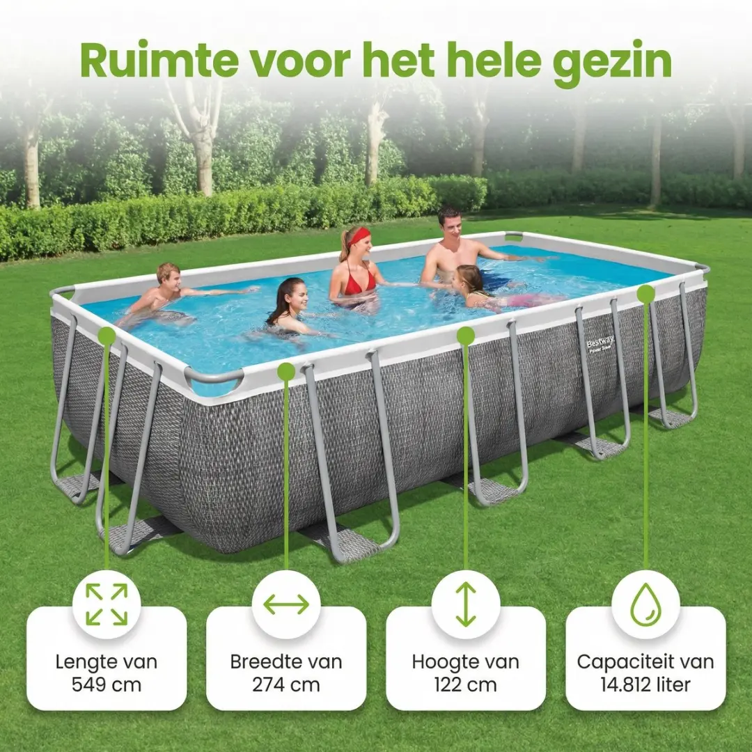 Bestway Power Steel Zwembad 549x274x122cm - 14.812L - Grijs