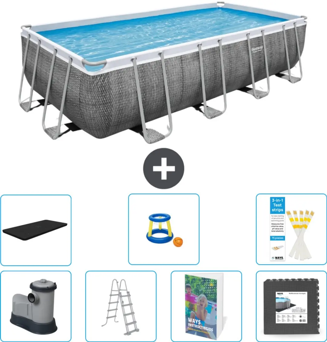 Bestway Power Steel Zwembad 549x274x122cm - 14.812L - Grijs