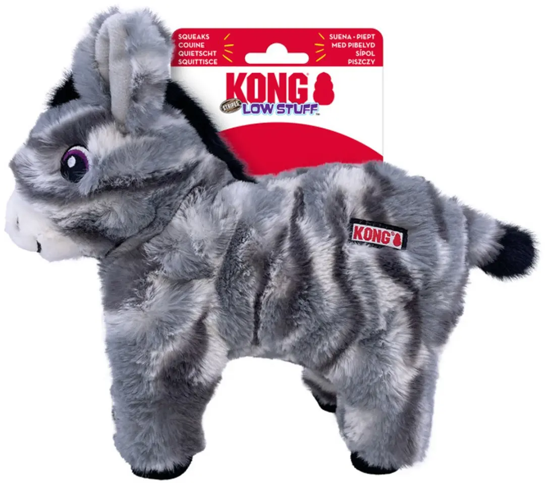 KONG Low Stuff Striped Donkey Medium - Grijs