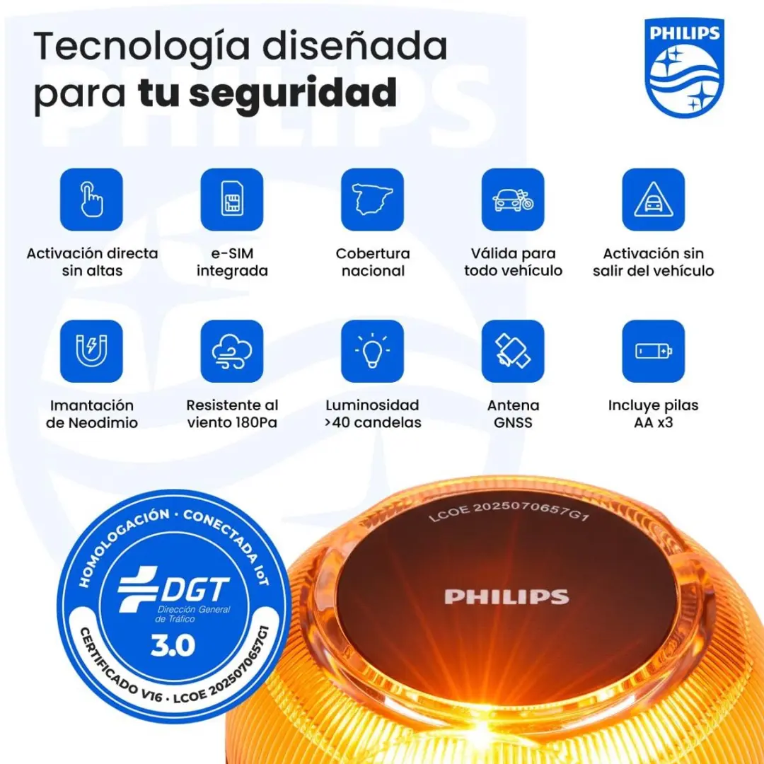 Philips V16 Noodbaken Verbonden DGT 3.0 - Rood/Transparant/Zwart - afbeelding 2 van 3