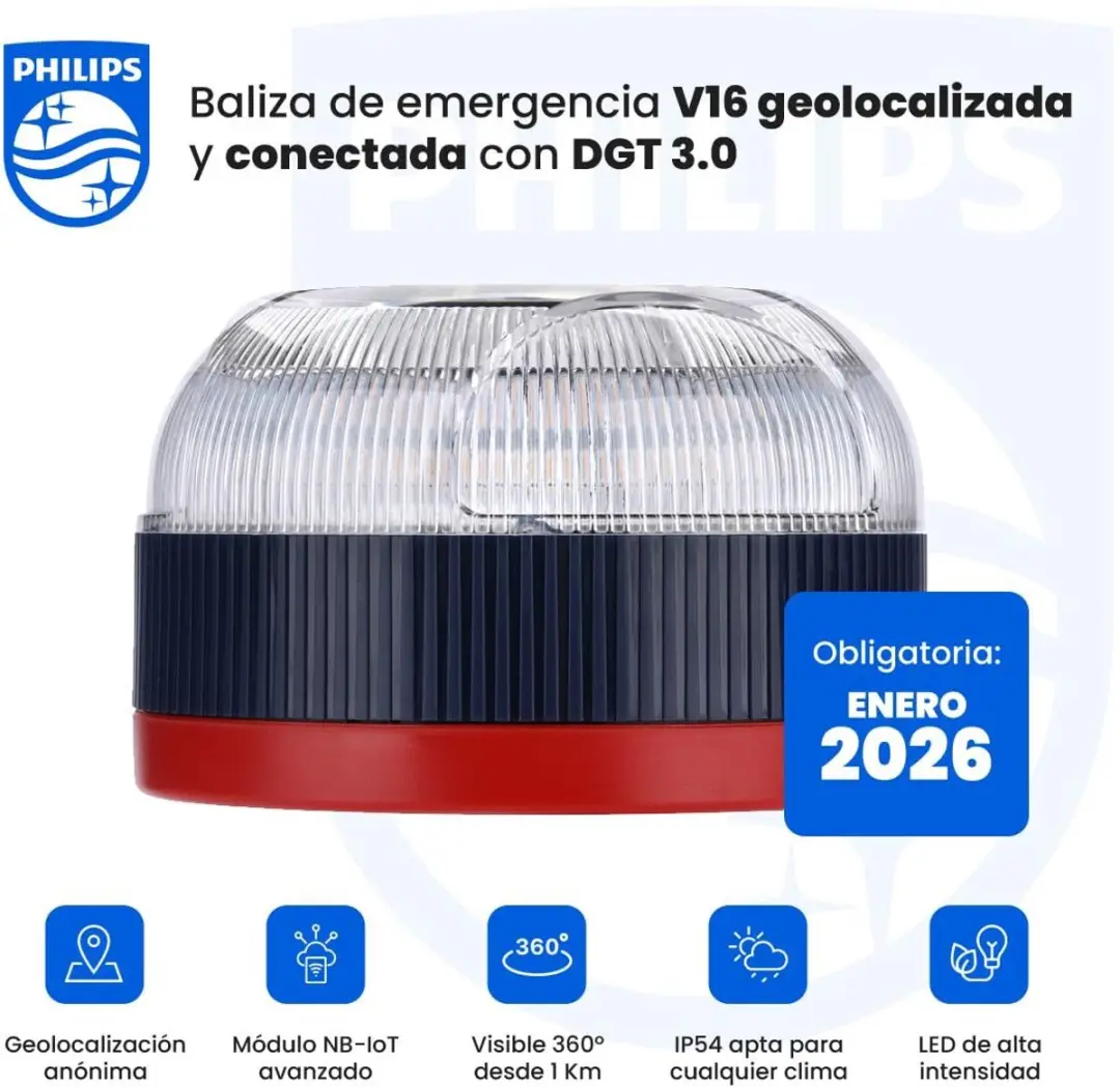 Philips V16 Noodbaken Verbonden DGT 3.0 - Rood/Transparant/Zwart - afbeelding 3 van 3