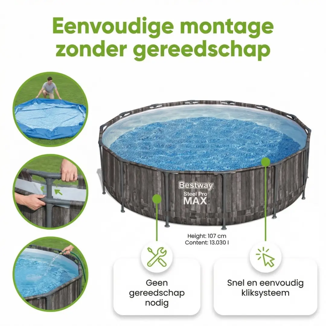 Bestway Steel Pro MAX Zwembad 427cm - 13.030L - Grijs