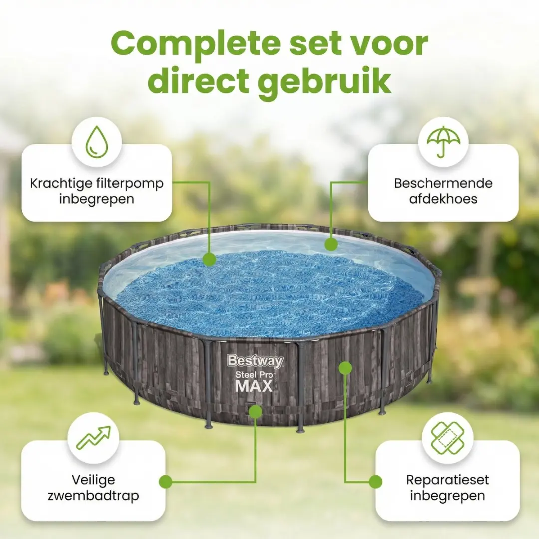 Bestway Steel Pro MAX Zwembad 427cm - 13.030L - Grijs