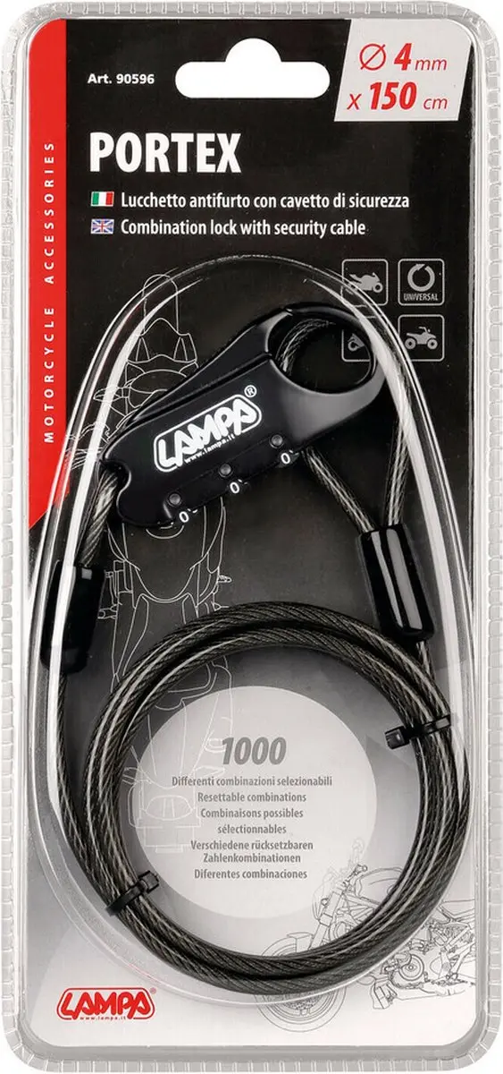 Lampa Cijferslot 150cm - Motor/Scooterhelm - 4mm