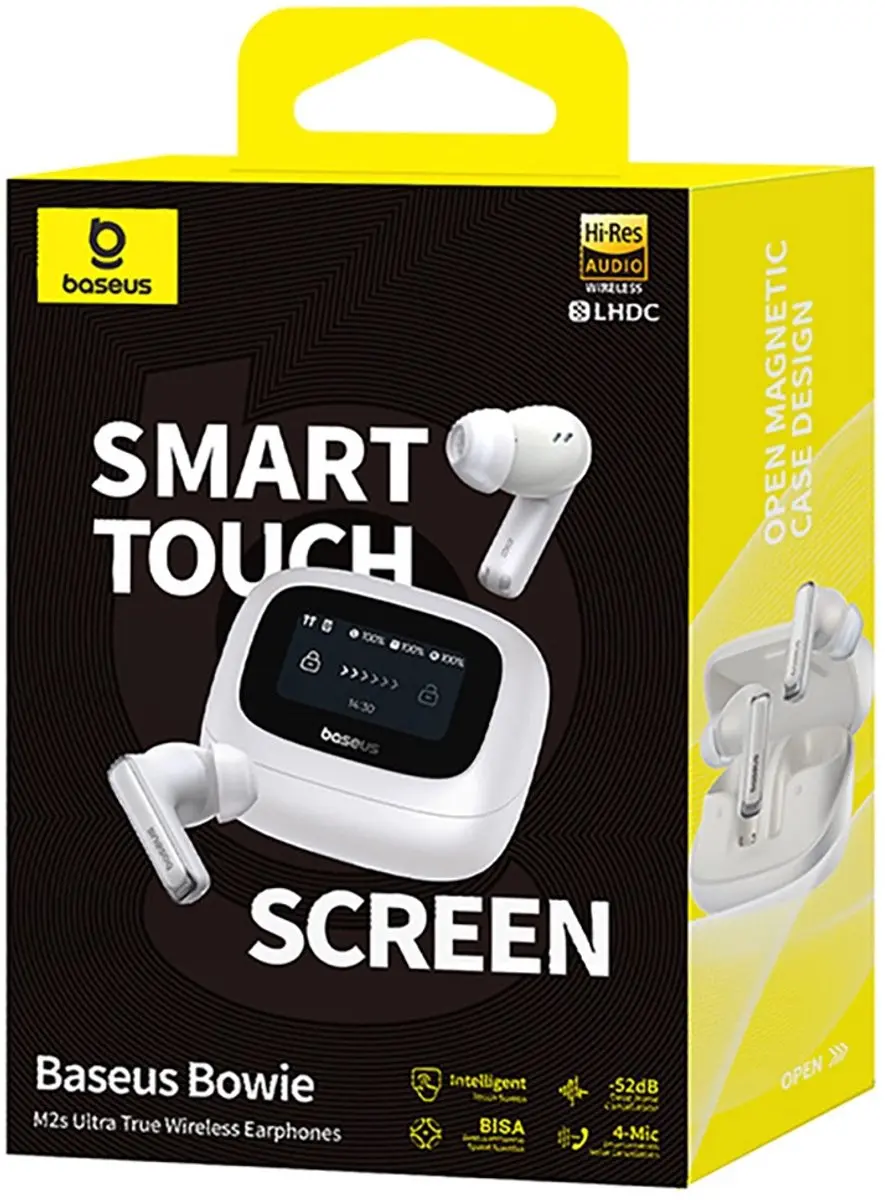 Baseus Bowie M2s Ultra In-Ear Koptelefoon - LCD Scherm - ANC - Bluetooth 5.4 - Wit - afbeelding 6 van 6