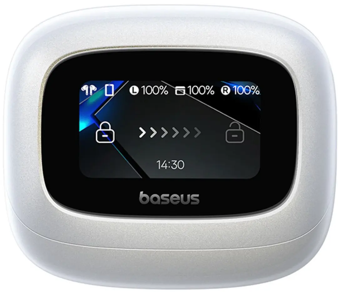 Baseus Bowie M2s Ultra In-Ear Koptelefoon - LCD Scherm - ANC - Bluetooth 5.4 - Wit