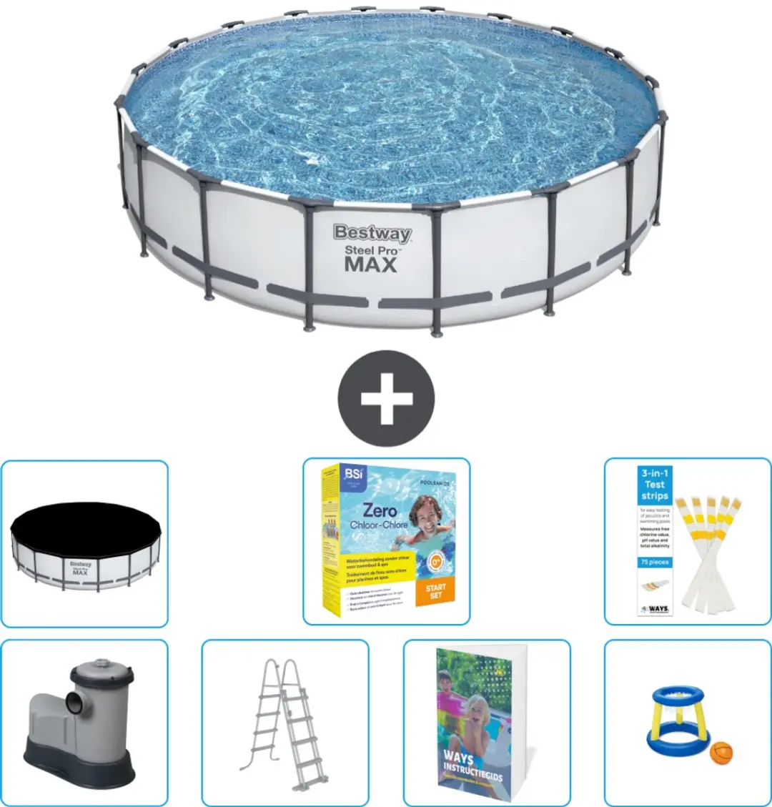 Bestway Steel Pro MAX Zwembad 549x122cm - Grijs - 23.062L