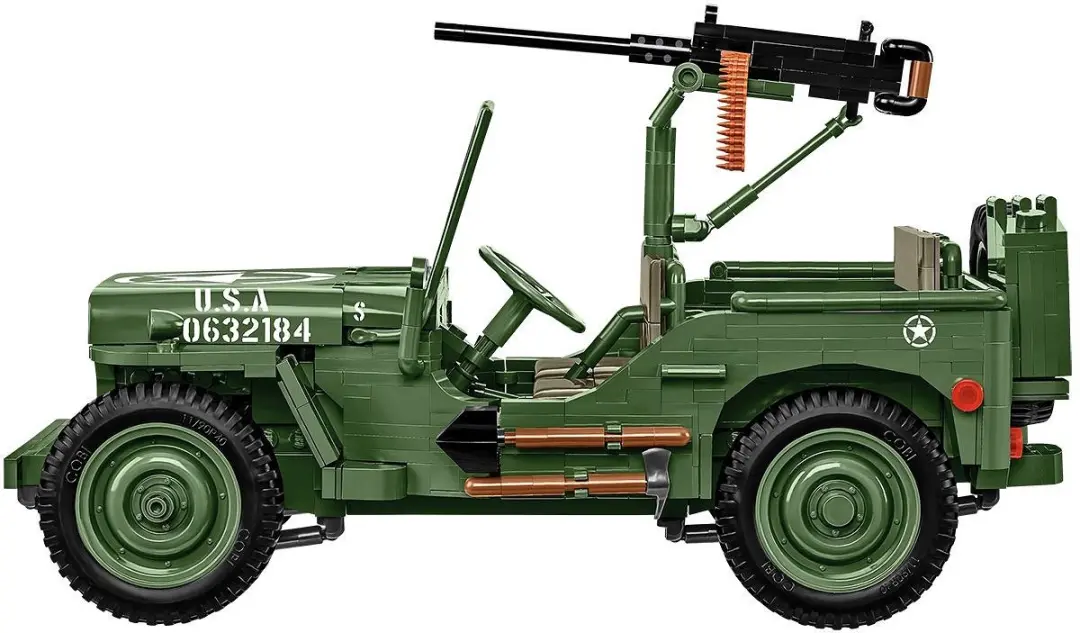Cobi 2804 Willys MB + Trailer & M2 Gun - 1580 Stukken - Meerkleurig