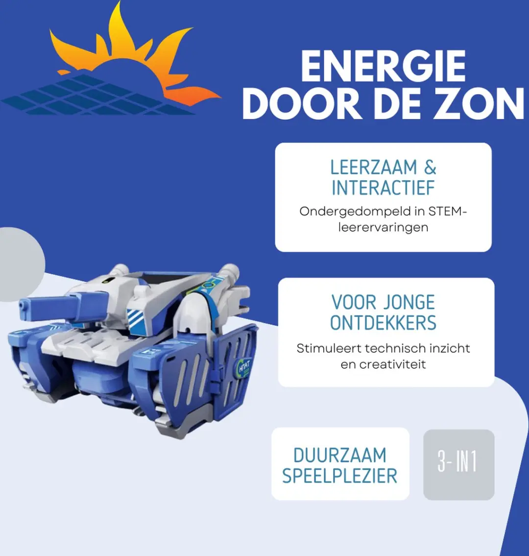 360 Toys TXMR-264 Robot Bouwpakket 3-in-1 Solar - 190 Stuks - Blauw