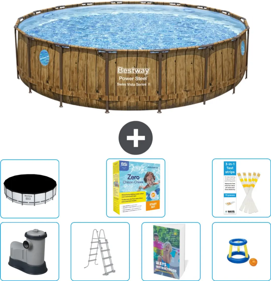 Bestway Power Steel Swim Vista Zwembad 549cm - 23.062L - Bruin