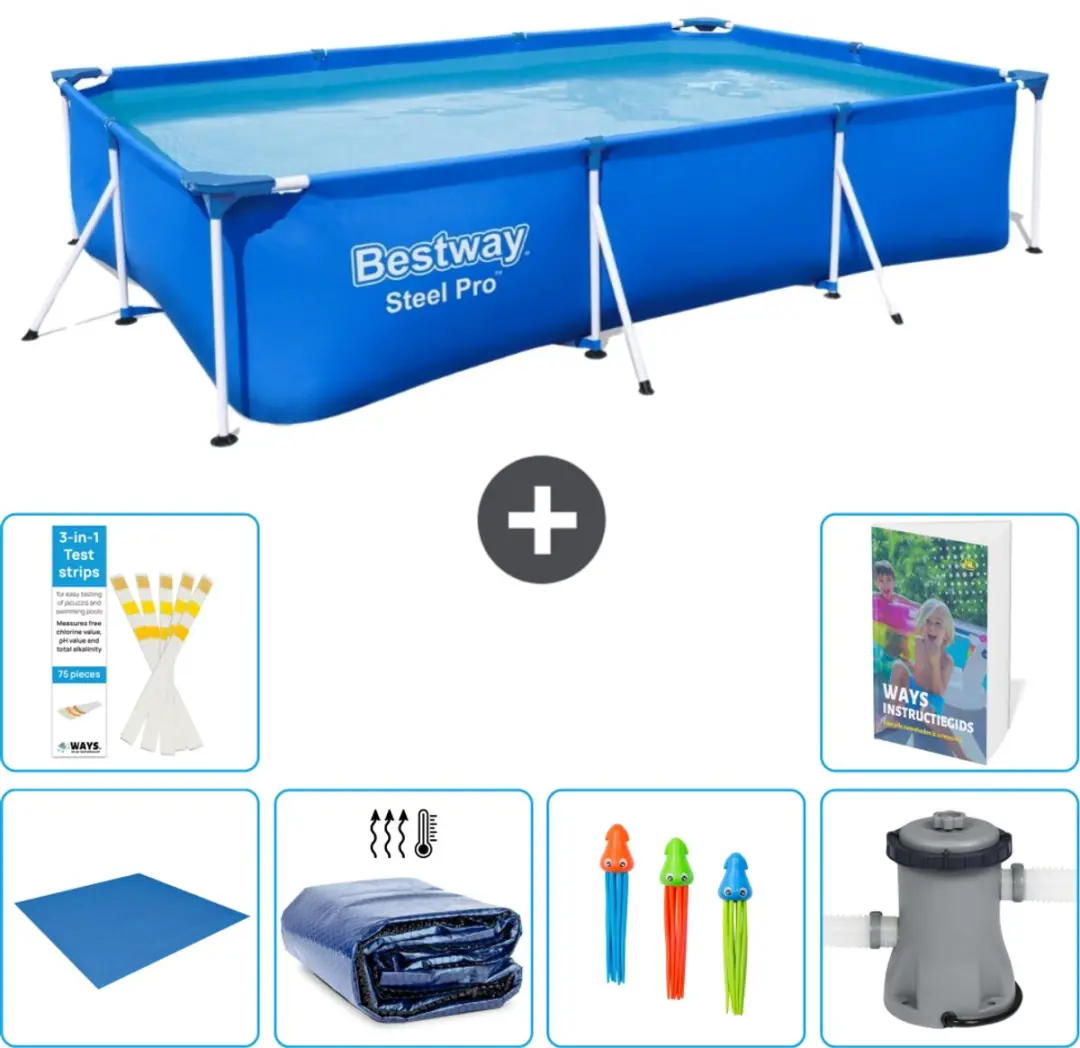 Bestway Steel Pro Zwembad 300x201x66cm Blauw