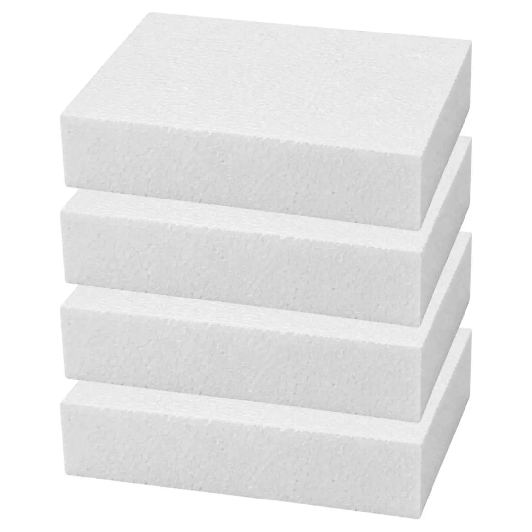 Bellatio Design Piepschuim Vormen - 4x Rechthoek 15x20x4cm Wit