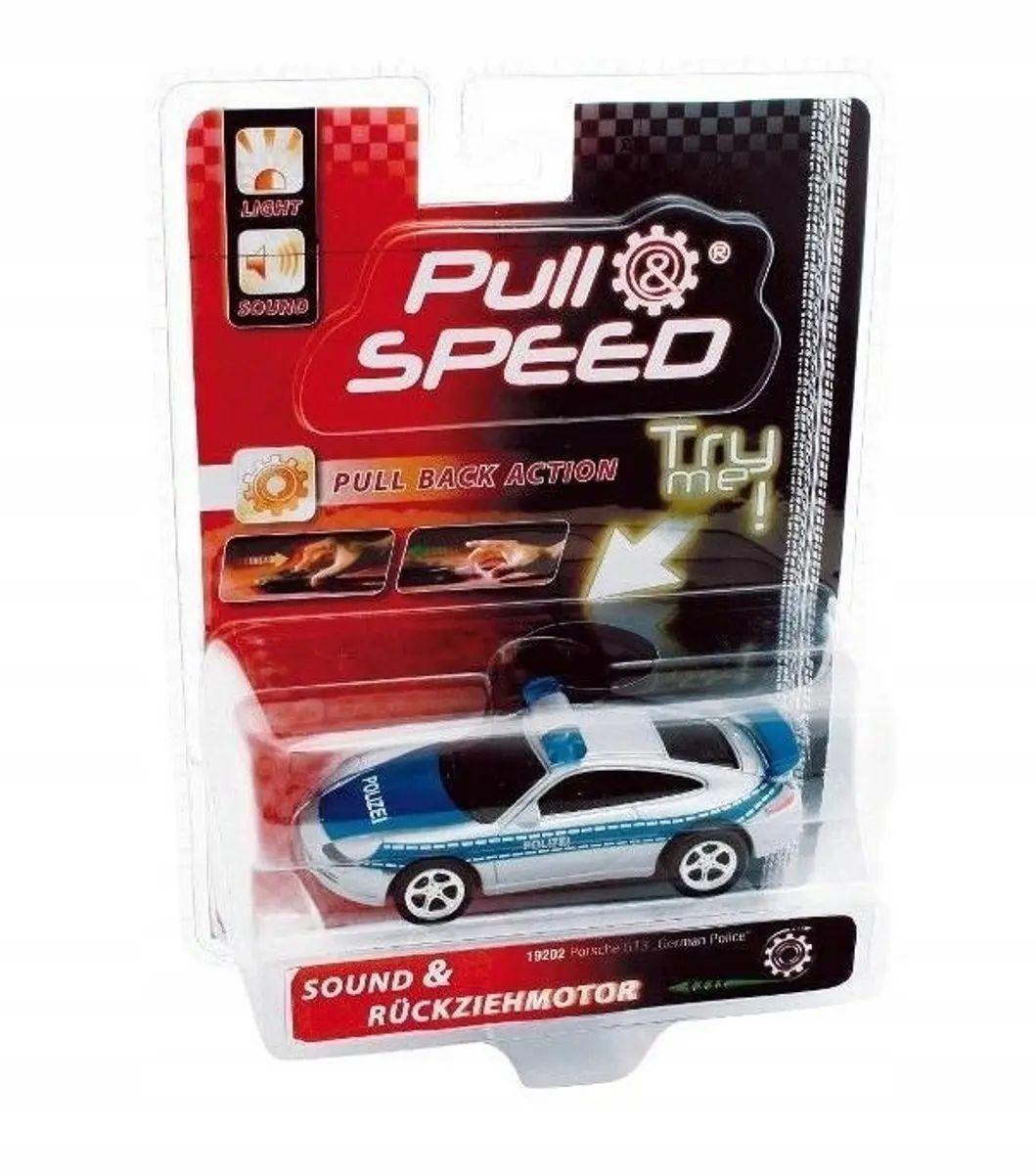 Carrera Pull&Speed Sound Police Auto - Blauw/Wit/Zilver