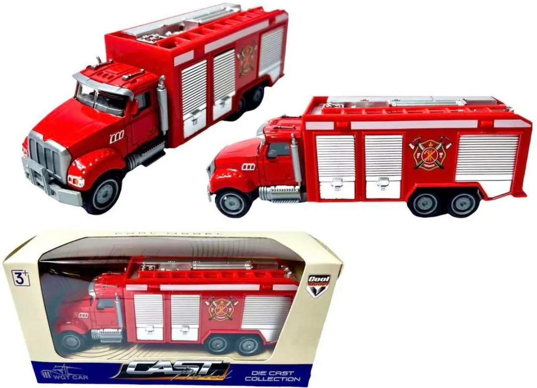 YJ Toys Brandweerwagen Set 3x - 16,5cm - Rood