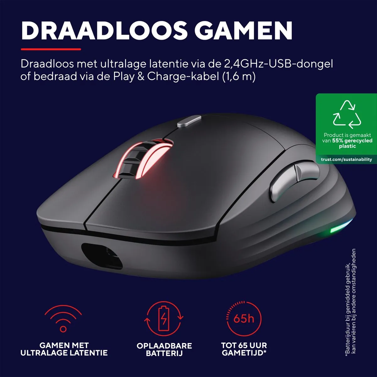 Trust GXT 926 Redex II Gaming-muis - 10.000 DPI - RGB - Zwart