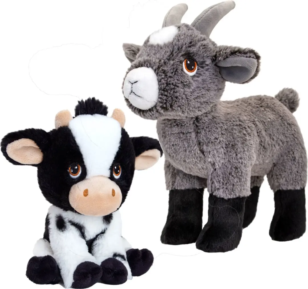 Keel Toys Boerderijdieren Voordeelset Koe & Geit 19cm