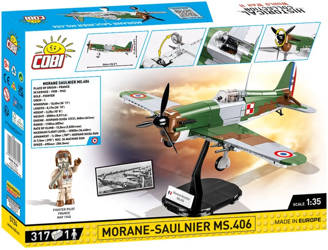 Cobi WW2 Morane Saulnier MS.406 1:32 Modelbouwpakket - 317 Onderdelen