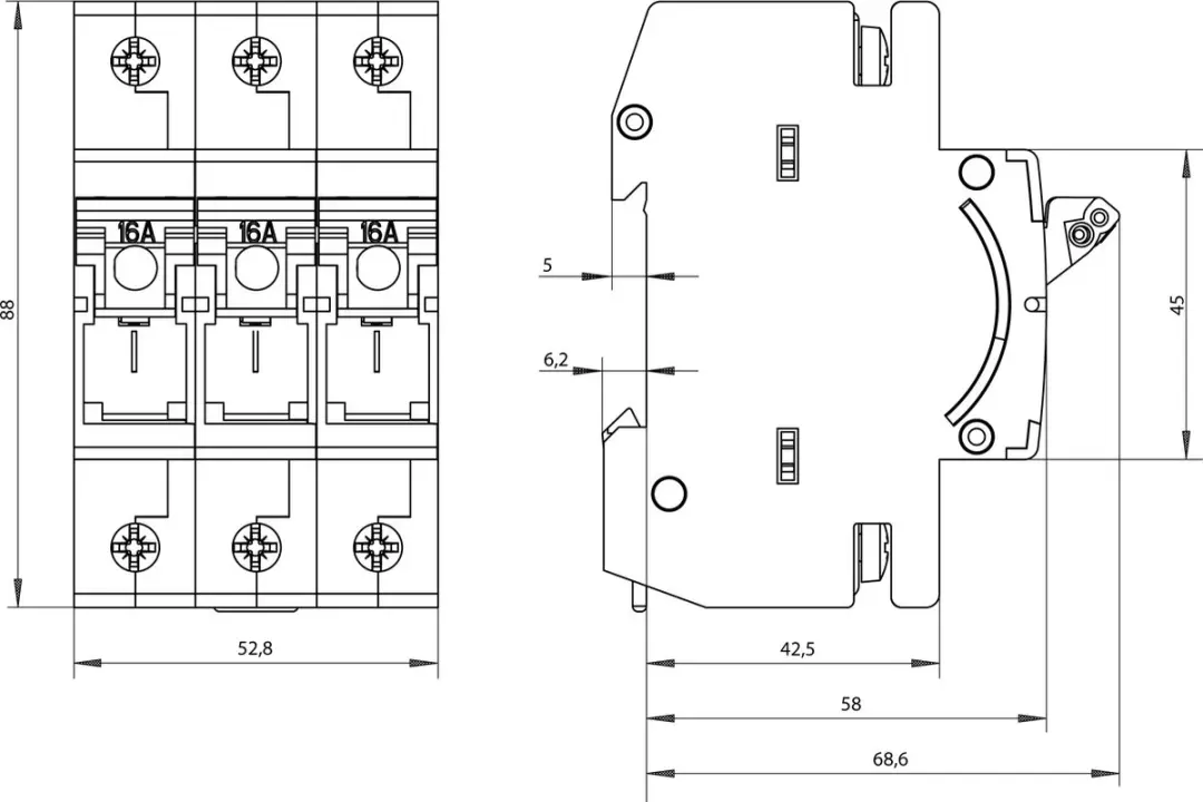 Siemens 5SG76310KK16 Lastscheider D01 16A 400V - 4 Stuks