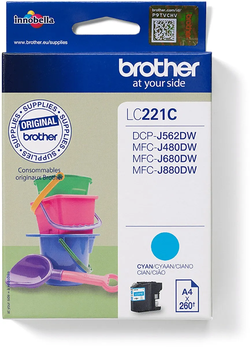 Brother LC221C Inktcartridge Cyaan - 260 Pagina's
