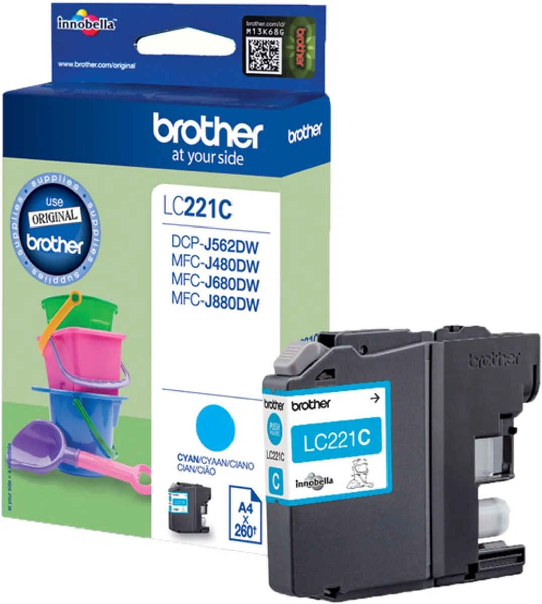 Brother LC221C Inktcartridge Cyaan - 260 Pagina's