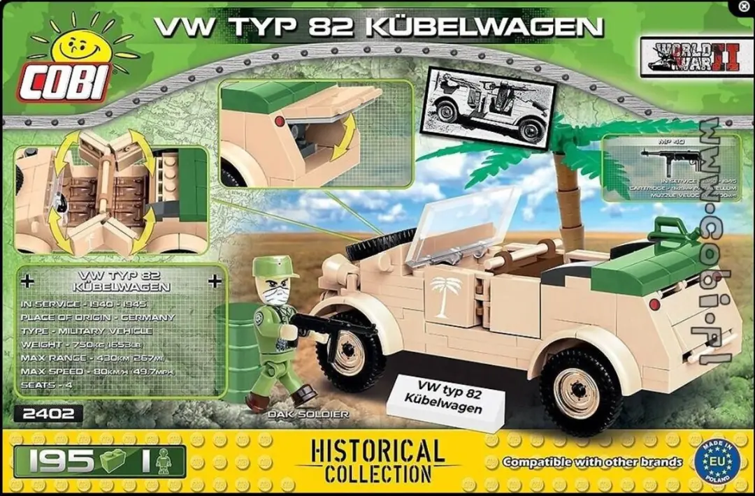 Cobi VW-82 Kubelwagen Bouwpakket - 195 Onderdelen - Beige