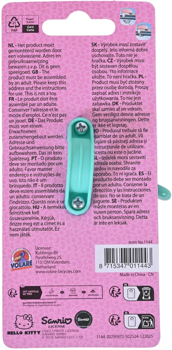 Volare Hello Kitty Fietsbel - Roze