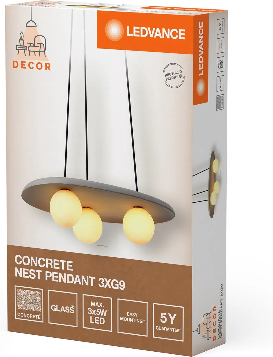 LEDVANCE Decor Concrete Nest Hanglamp 3XG9 - Grijs