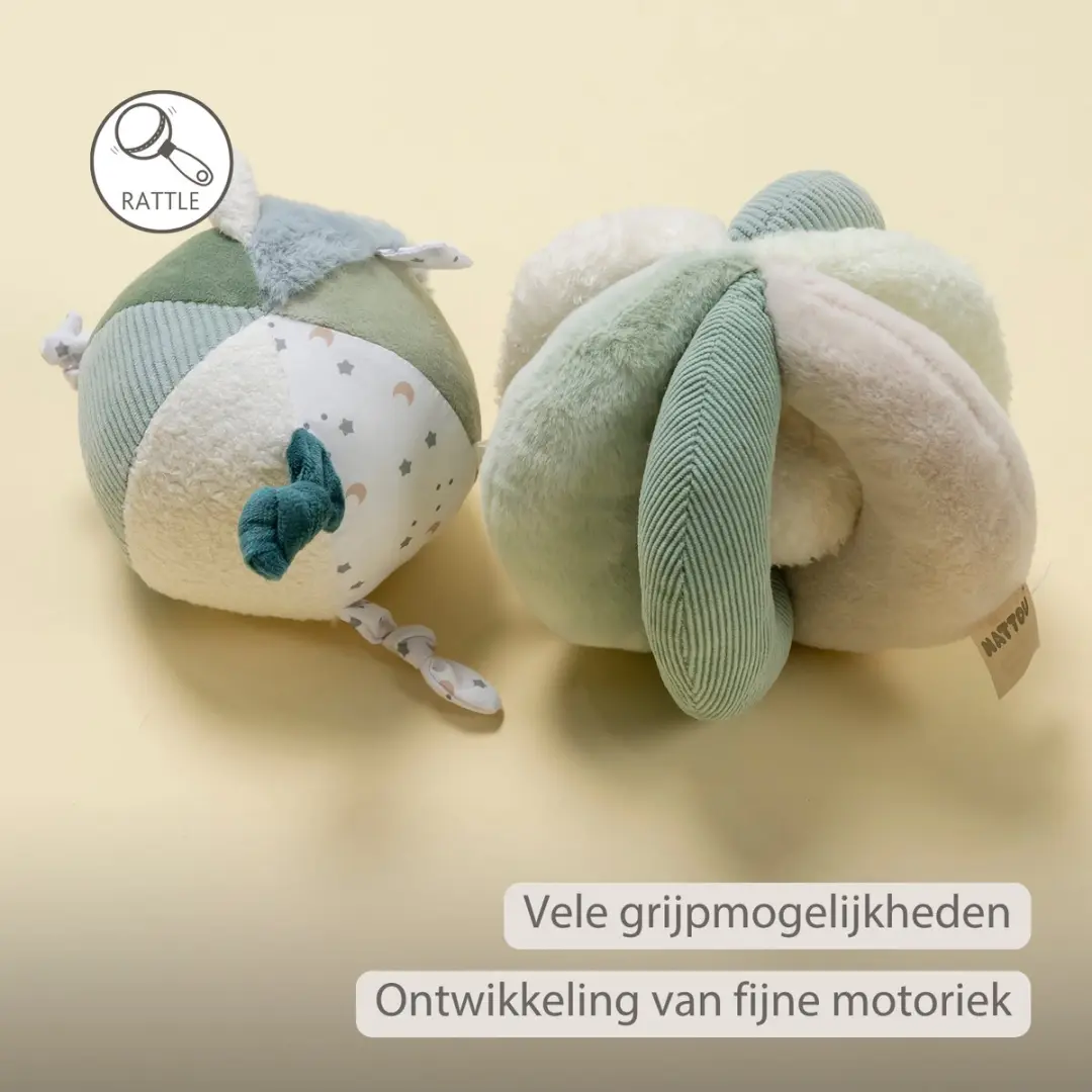 Nattou Lapidou Knuffel Activiteitenbal 15cm - Lindegroen