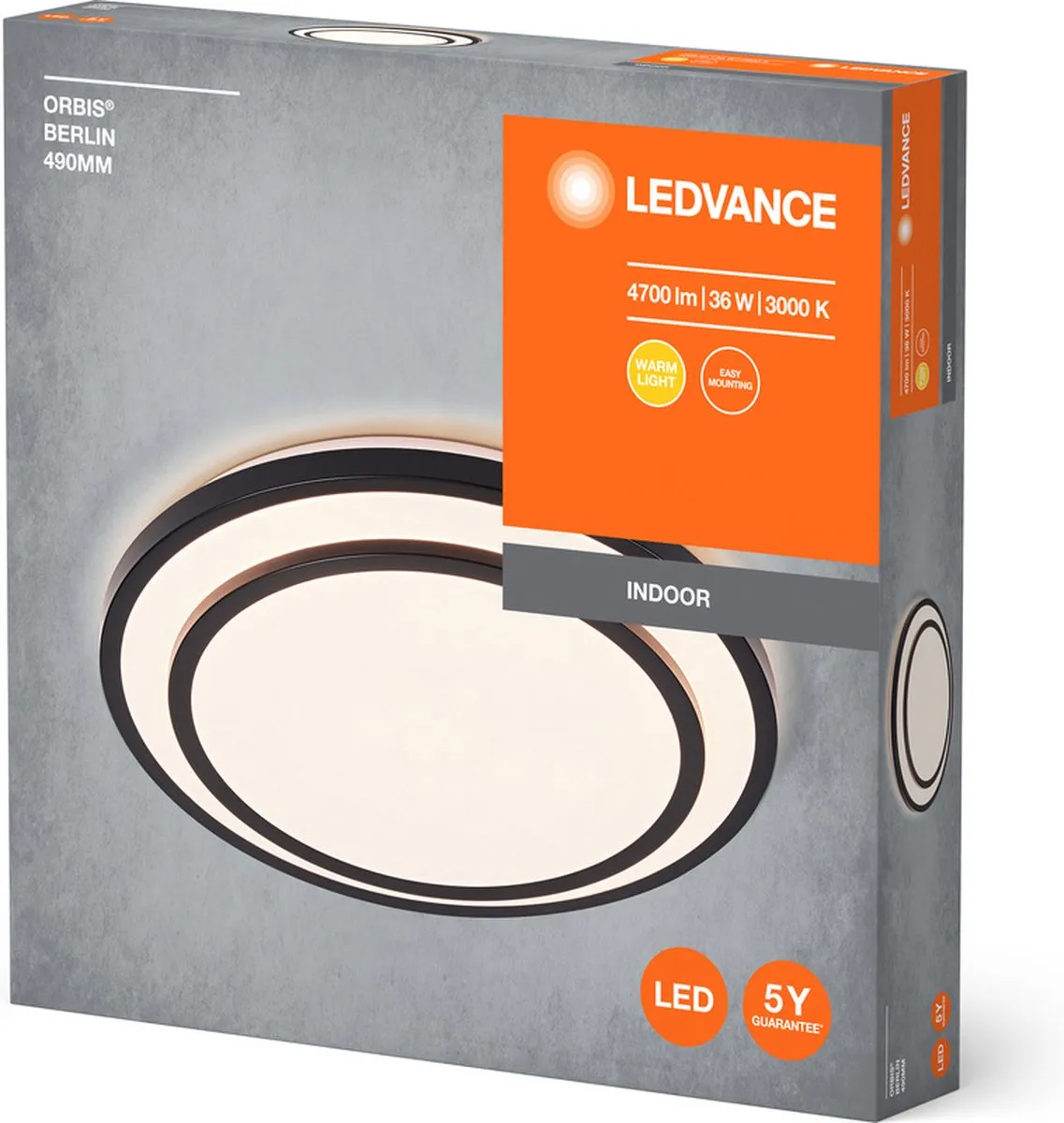 LEDVANCE Orbis Berlin Plafondlamp 36W 4150lm - Zwart