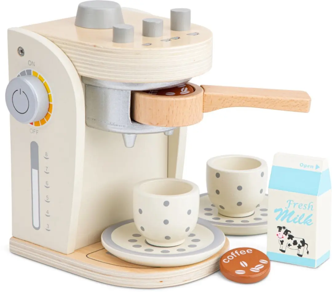 New Classic Toys Houten Speelgoedkoffiezetapparaat & Mixerset - Blauw/Beige