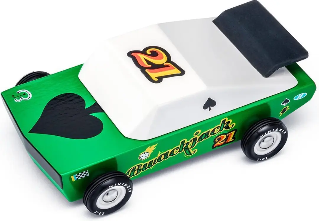 Candylab Houten Design Speelgoedauto Mini Race Set - Oranje/ Groen